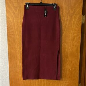Express Deep Red Pencil Skirt